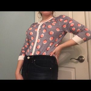 Halogen color-block orange and blue cardigan